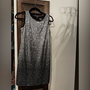 Vince Camuto silver ombré sequin cocktail dress, size 6